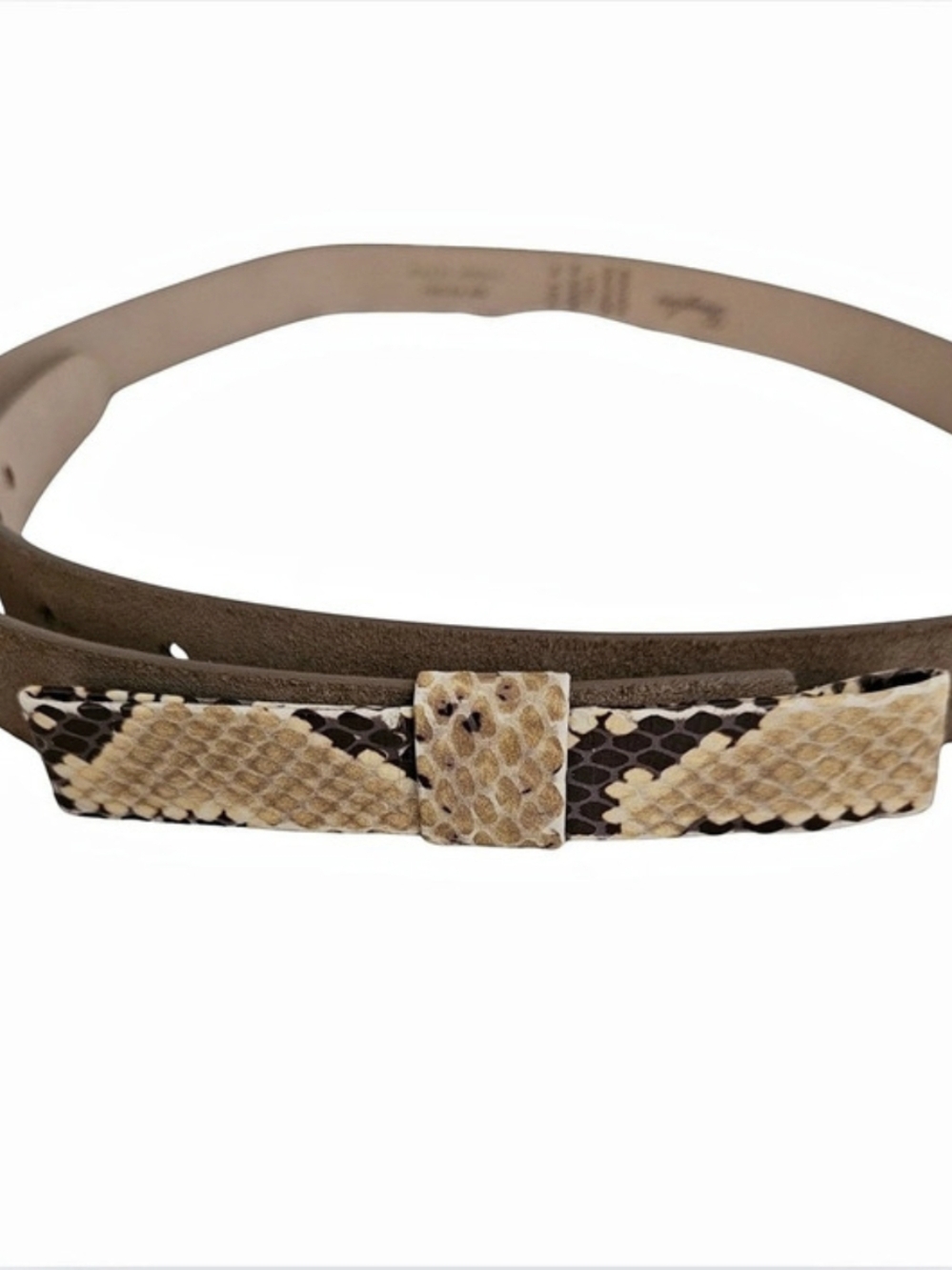 Snake Print Belt in Brown & White | M